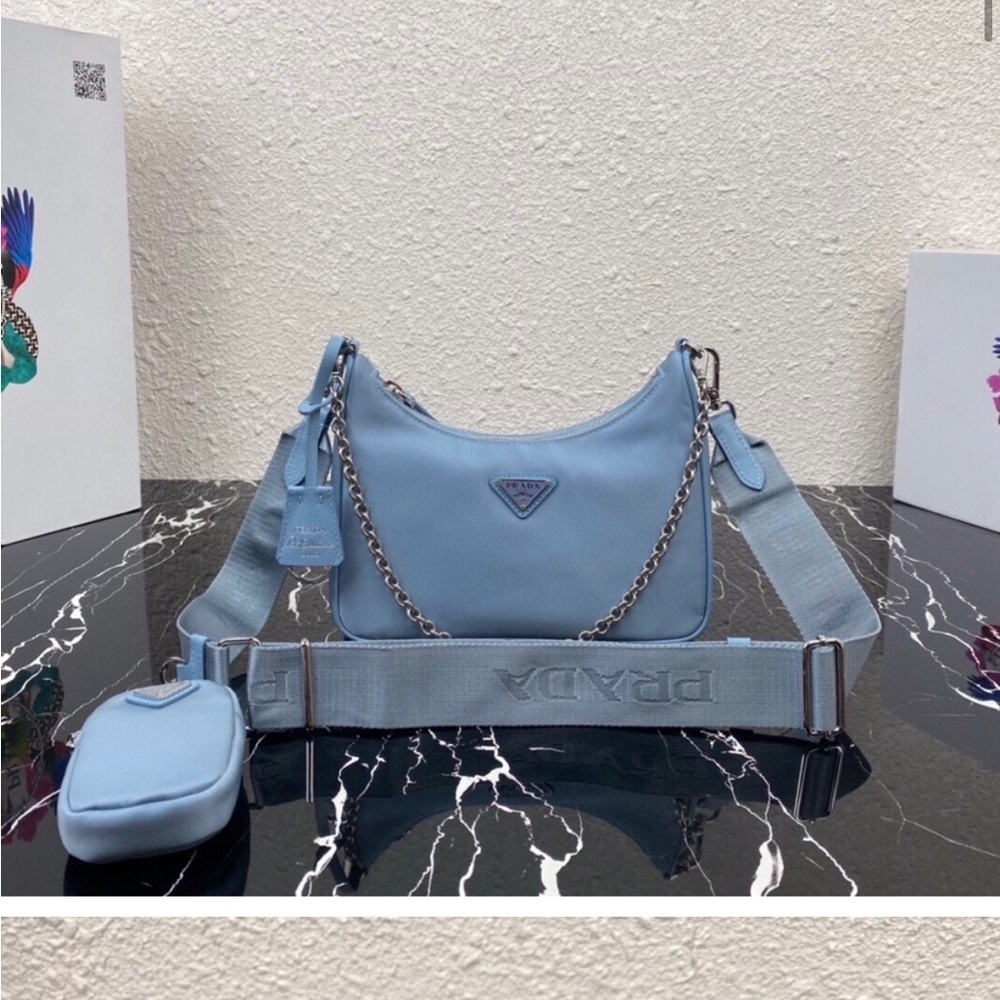Prada Sky Blue Chain Shoulder Bag